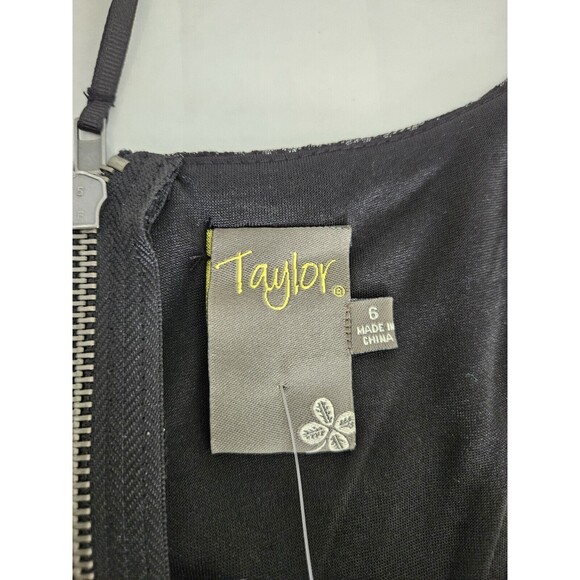 Taylor Ruffle Neck Metallic Cocktail Dress Size 6 Gray Black Silver fixable flaw - Picture 7 of 13